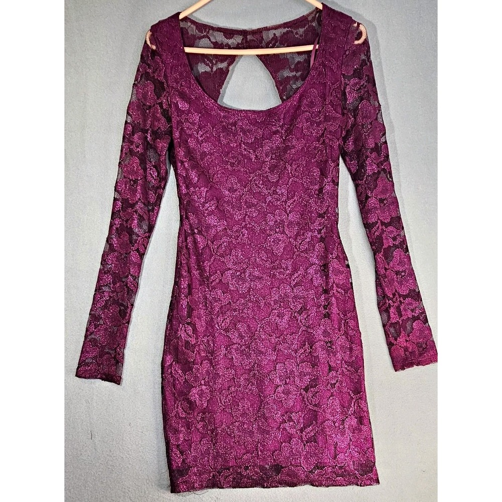 Y2K Arden B Magenta Lace Open Back Dress M Whimsigoth Coquette GothGlam Clubcore